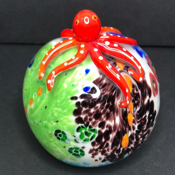 ✅SOLD Murano glass octopus millefiori paperweight